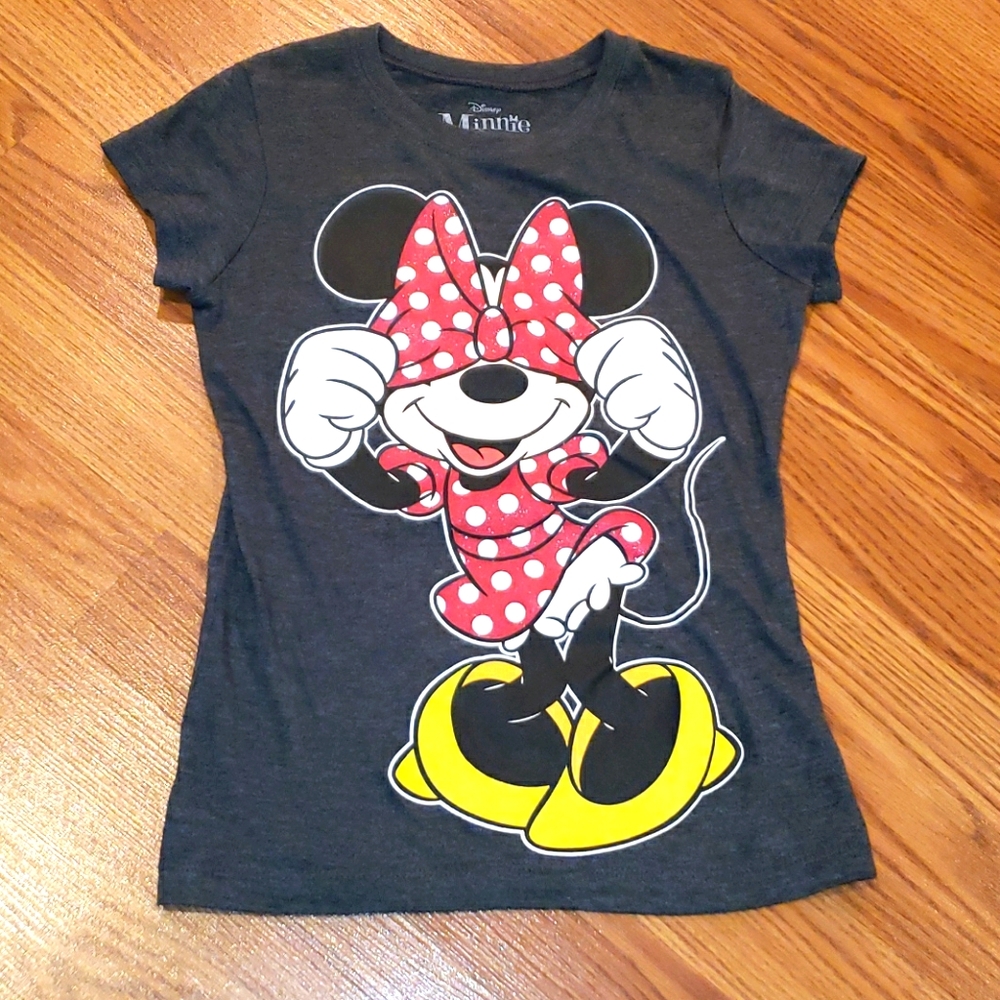 Disney Minnie Mouse Gray Peek-a-Bow Gray T-Shirt
